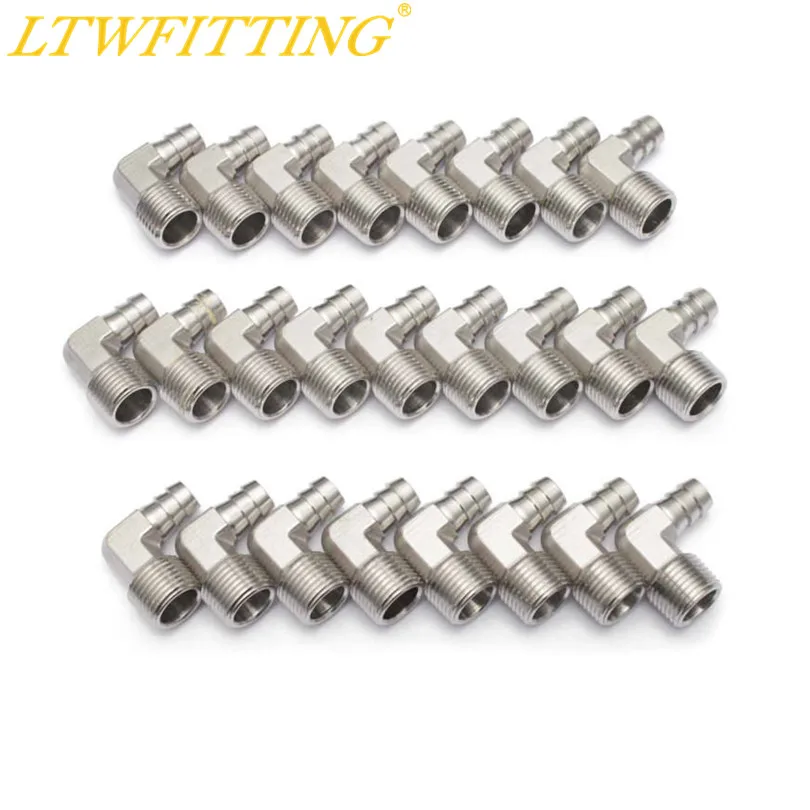 LTWFITTING 90 Degree Elbow Stainless Steel 316 Barb Fitting 1/2&quot ID Hose x Male NPT Air Gas | Обустройство дома