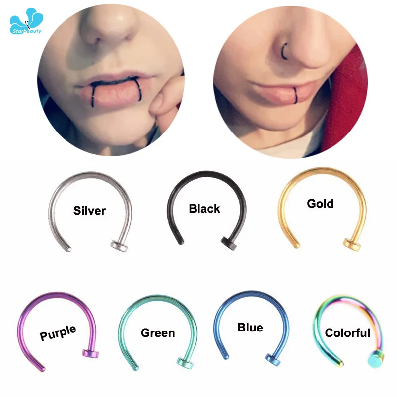Кольца для носа из нержавеющей стали ювелирные украшения пирсинга тела 8 цветов 2