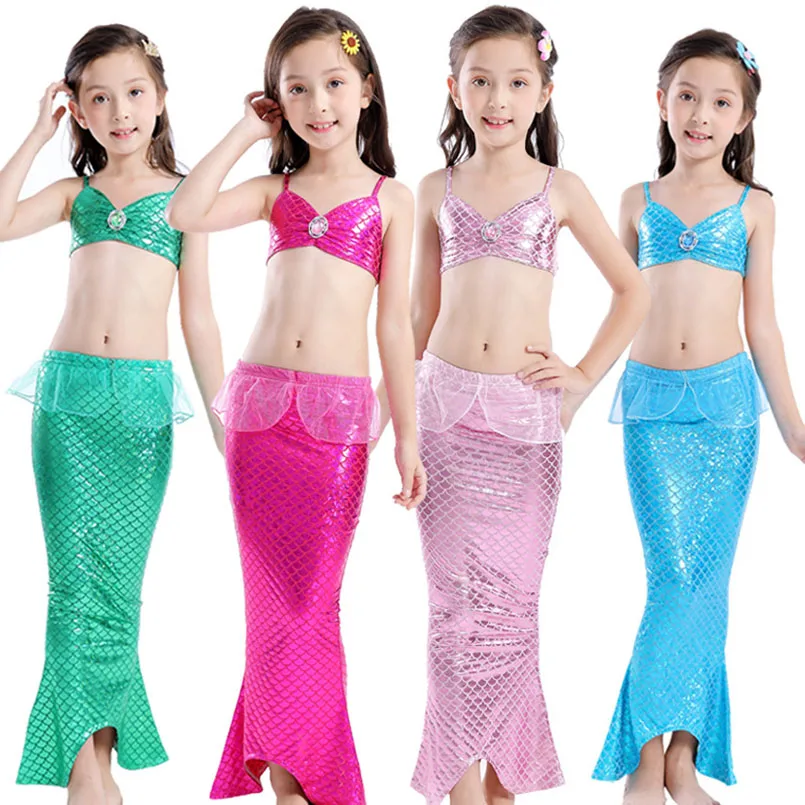 Комплект детской одежды из 3 предметов: хвост русалки купальные костюмы