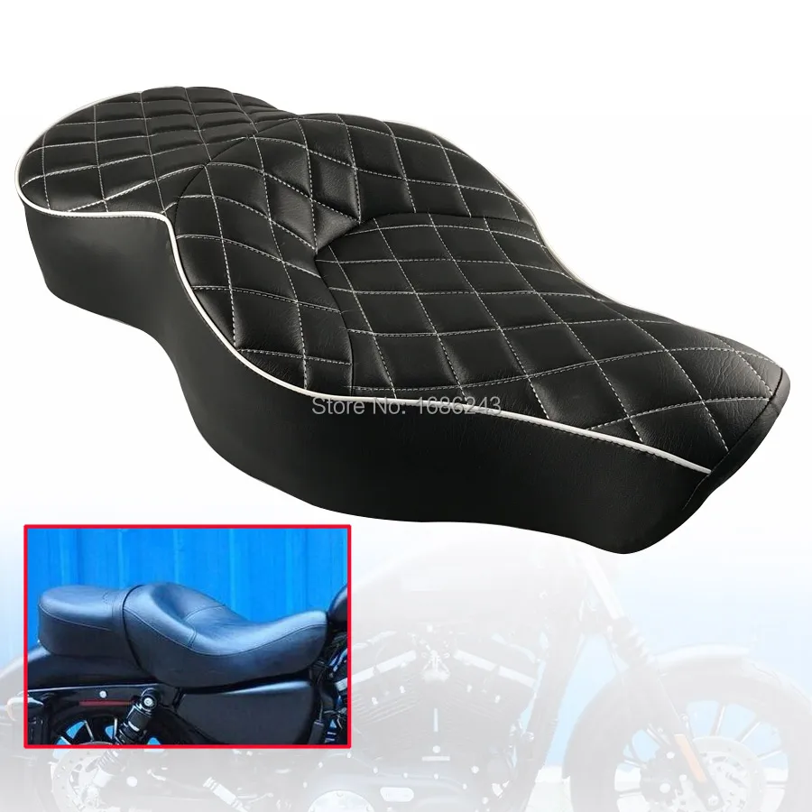 Мягкое сиденье с алмазной прошивкой и двумя подставками для 04 16 Harley Davidson Sportster XL 883