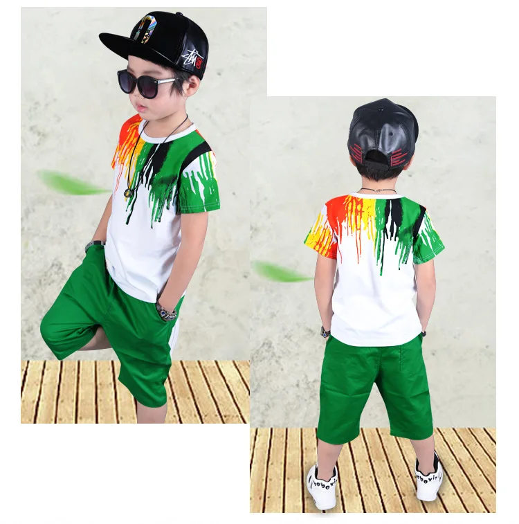 New Boys Clothing Sets Cotton Print Suit Sport Short sleeved + Shorts Suits Kids tracksuits for Children Aged 3-11 |