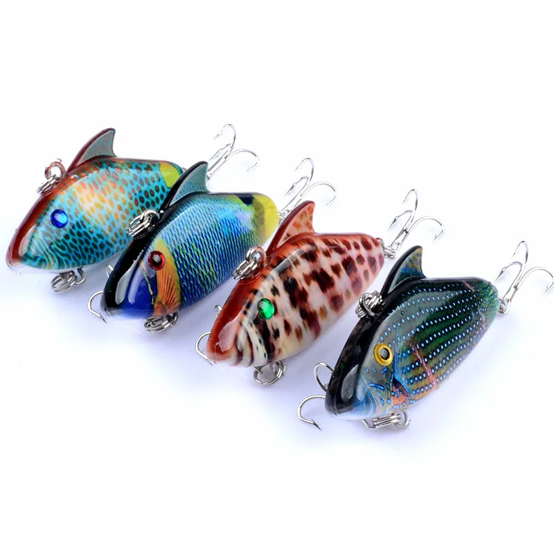 1PCS Coloured Drawing Pattern Lure 4 Color Suit VIB Hard Bait Full Swimming Bionic Arttificial bait Fishing Accessories LD-32 | Спорт и