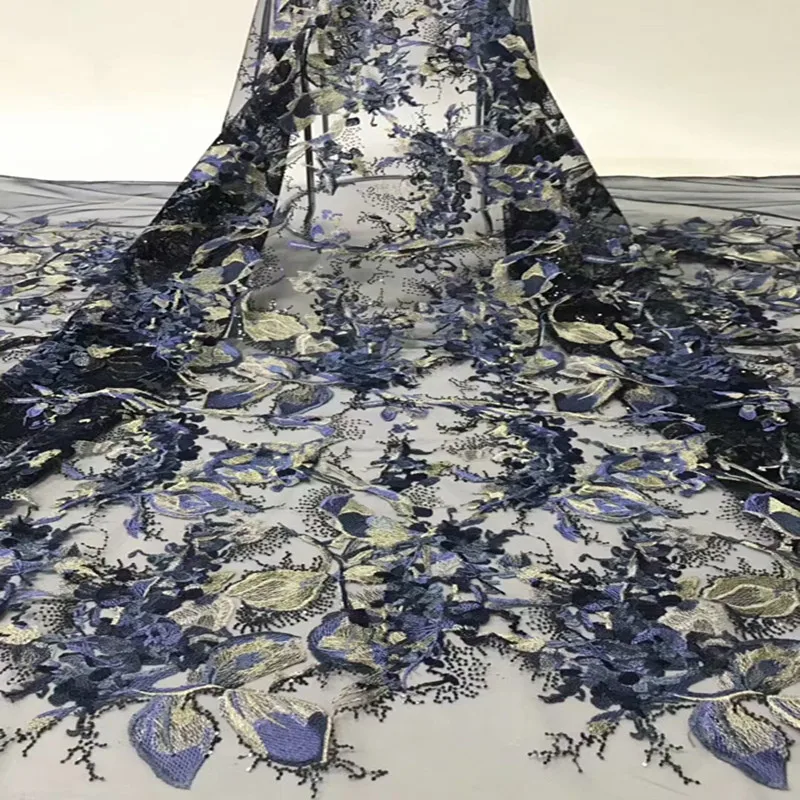 

2019 Latest Red 3D French Tulle Laces Fabrics High Quality African Net Fabrics French Sequins Laces For Wedding Party dp65-2292