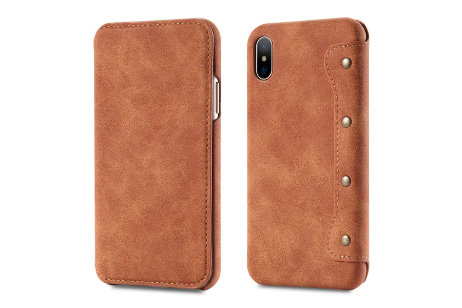 FKISSME Роскошный чехол-книжка с заклепками для iphone X 7 Plus 6 6S из искусственной кожи чехол-кошелек для iphone 8 Plus Ультратонкий чехол для телефона s