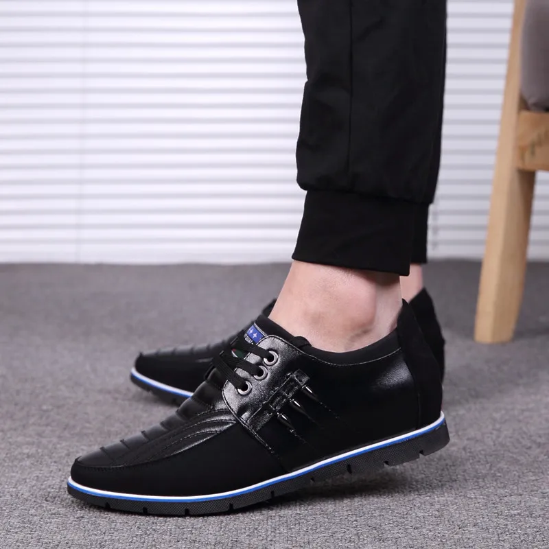 Мужские туфли из натуральной кожи брендовые увеличивающие рост повседневные