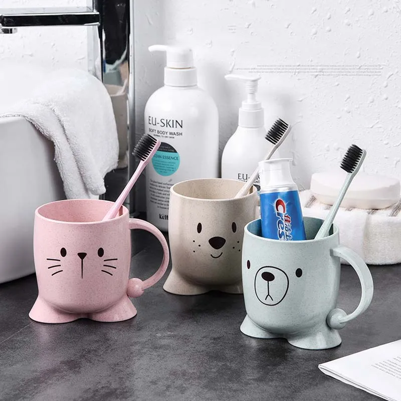 Детская чашка для чистки зубов с милым мультяшным медведем большим ртом детская