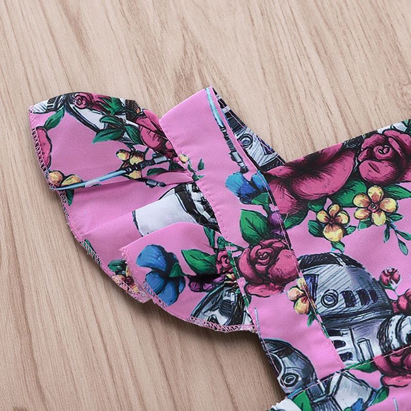 Cukoe Newborn Bodysuits for Baby Girls Ruffled Sleeve Clothes 0-18 Month Babies Infant Toddlers Floral Print Clothing | Детская одежда