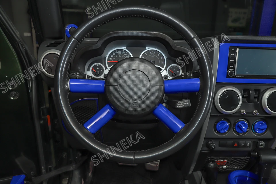 SHINEKA интерьерные молдинги для Jeep Wrangler JK 2007-2010 автомобиль руль отделка комплект наклейки аксессуары для Jeep Wrangler JK