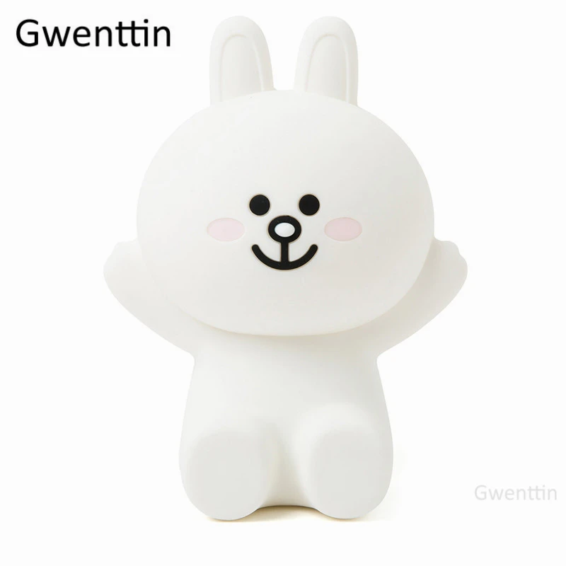 Cony Rabbit Line Friends, медведь, кролик кони, ночной Светильник для маленьких детей, прикроватная лампа для спальни, светодиодный USB сенсорный зарядный силиконовый светильник, настольные лампы - Испускаемый цвет: Cony Rabbit