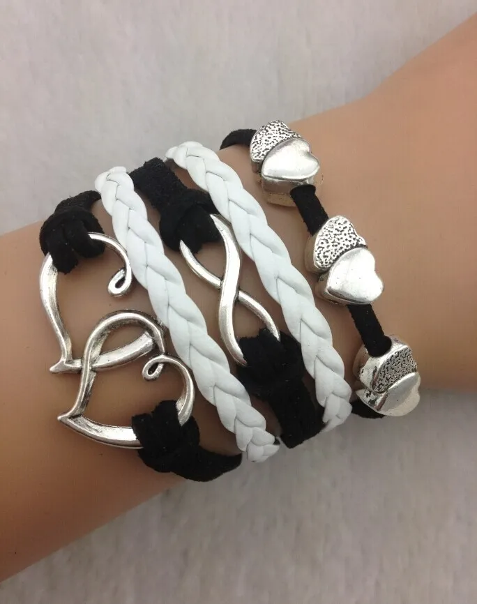1pcs infinity handmade bracelet.metal charm wax cord leather bracelet fashionable jewerlly 3788 | Украшения и аксессуары
