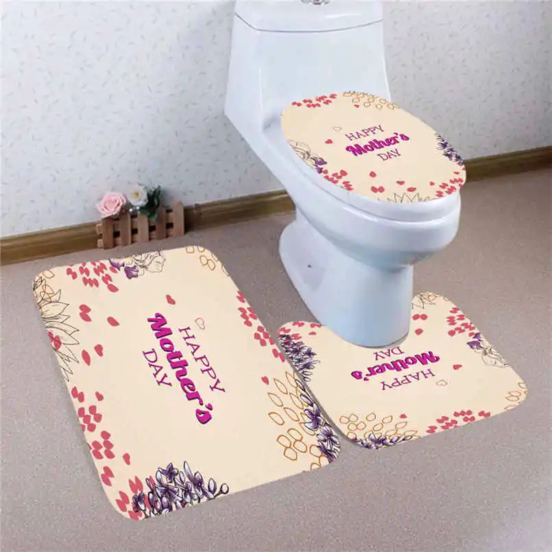 Bathroom mat 3 шт. нескользящий коврик для ванной на день матери, коврик для ванной комнаты, кухонный коврик, коврики для пола, мягкое сиденье для унитаза, крышка для унитаза 5pz - Цвет: Bathroom mat