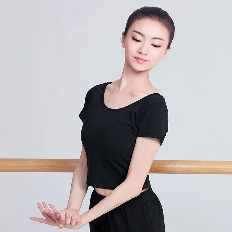 Girls Crop Top Yoga Wear Short Sleeve Gym Sport Shirt Women Yoga Top Fitness Shirt Solid Color Dance Tops