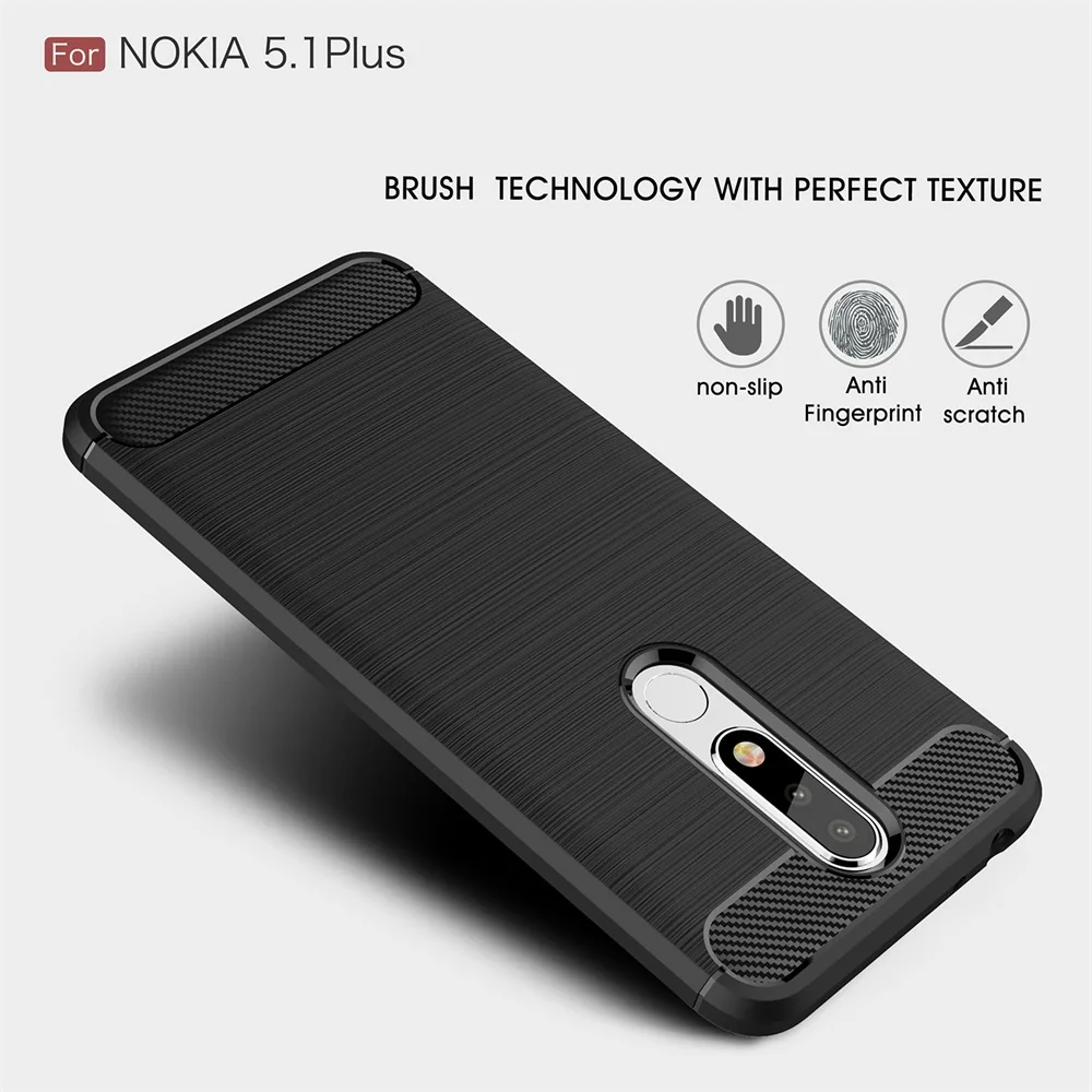TRISEOLY чехол для телефона из углеродного волокна Nokia 5 1 Plus матовая ТПУ Резина