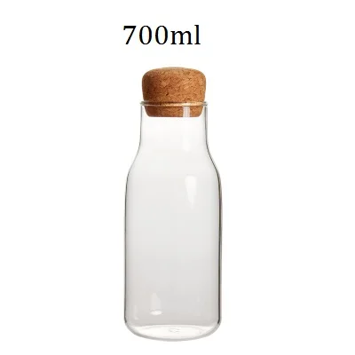 300ml Прозрачная креативная стеклянная бутылка для кофе, чая, напитков, бутылка для завтрака, молока, стеклянные кружки с пробковыми бутылками для хранения - Цвет: 300ml