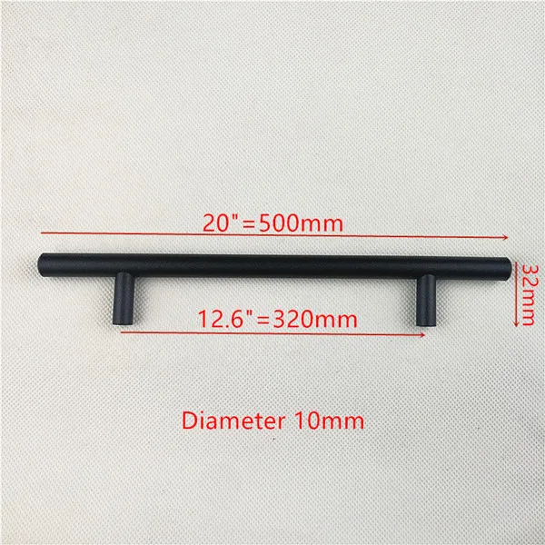 10 20inch 320mm Диаметр 10 мм матовый черный 12 мм золотой цвет sqaure 12*12 мм черная дверца кухонного шкафа Ручка из нержавеющей стали "~ 24" - Цвет: 10 20inch 320mm