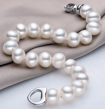 Женский свадебный Шарм Jew.657 набор Жемчужное ожерелье браслет AAA + 8 9 мм белый