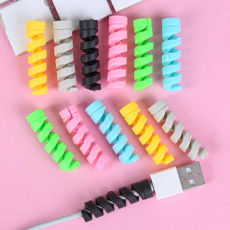 

100pcs/lot Spiral Cord Holder Cable Winder USB Cable Earphone Protector Charging line saver For iphone 5 5s 6 7 cable protection