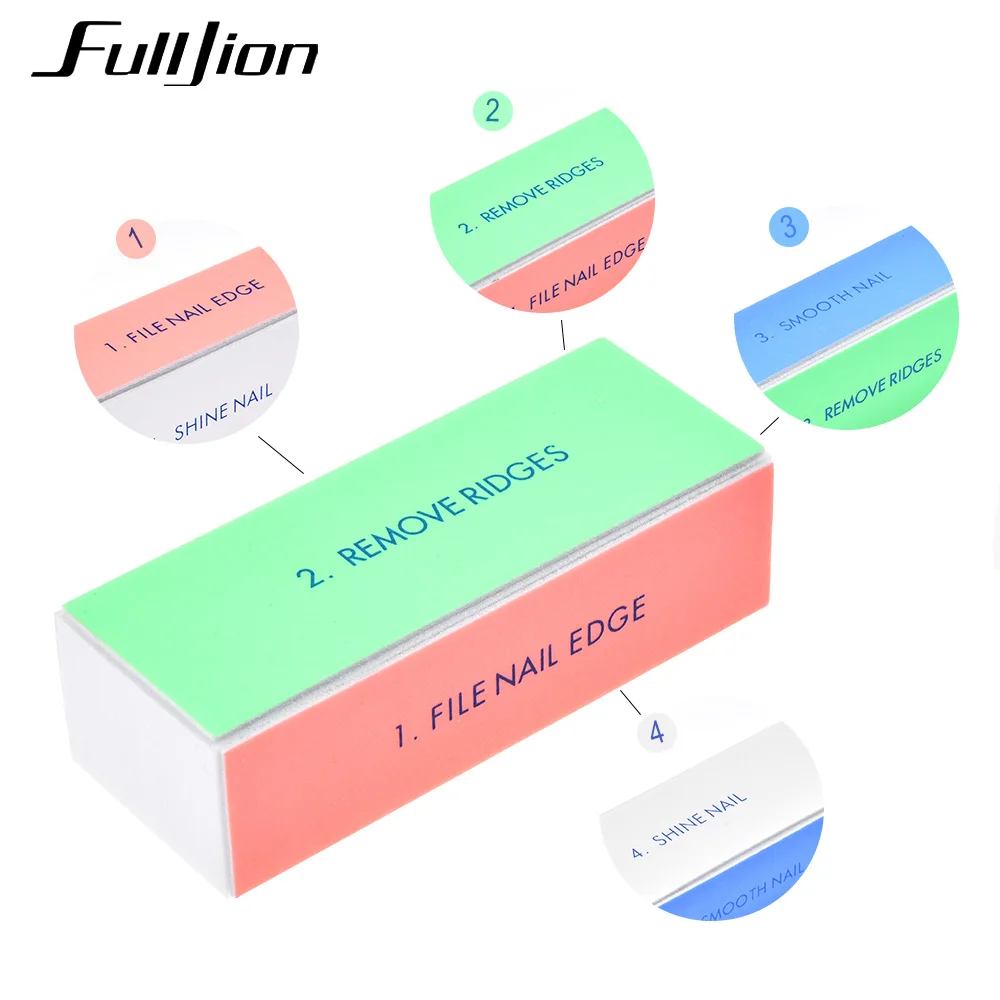 Fulljion 3 шт пилка для ногтей 4 способа Профессиональная Полировка Блоки Шлифовка