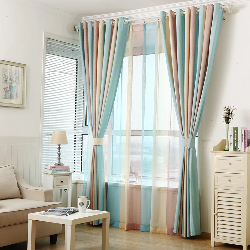 1 шт. синий полосатый печатных окно гостиной шторы для фантазии детей современные