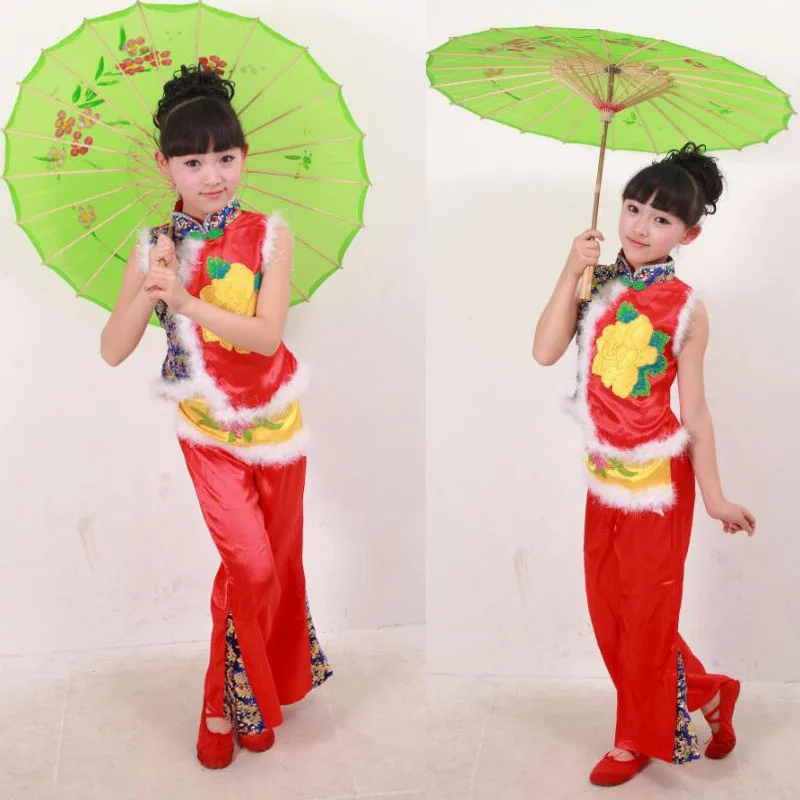 Зеленый свитер детский традиционный старинный китайский народный танец костюмы