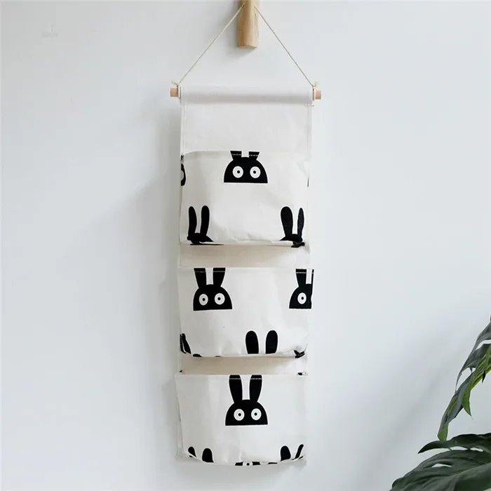 Rabbit Nordic Стиль настенная подвесная сумка для хранения 3 кармана для макияжа Косметические разное Организатор мешок органайзер для шкафа, гардероба контейнер - Цвет: Rabbit