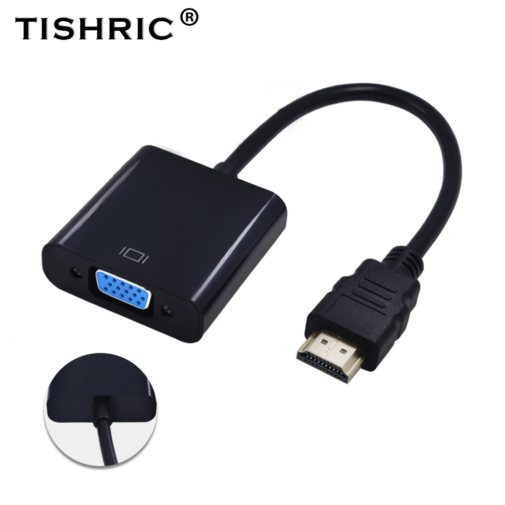 Адаптер TISHRIC HDMI совместимый с VGA преобразователь цифрового сигнала в аналоговый