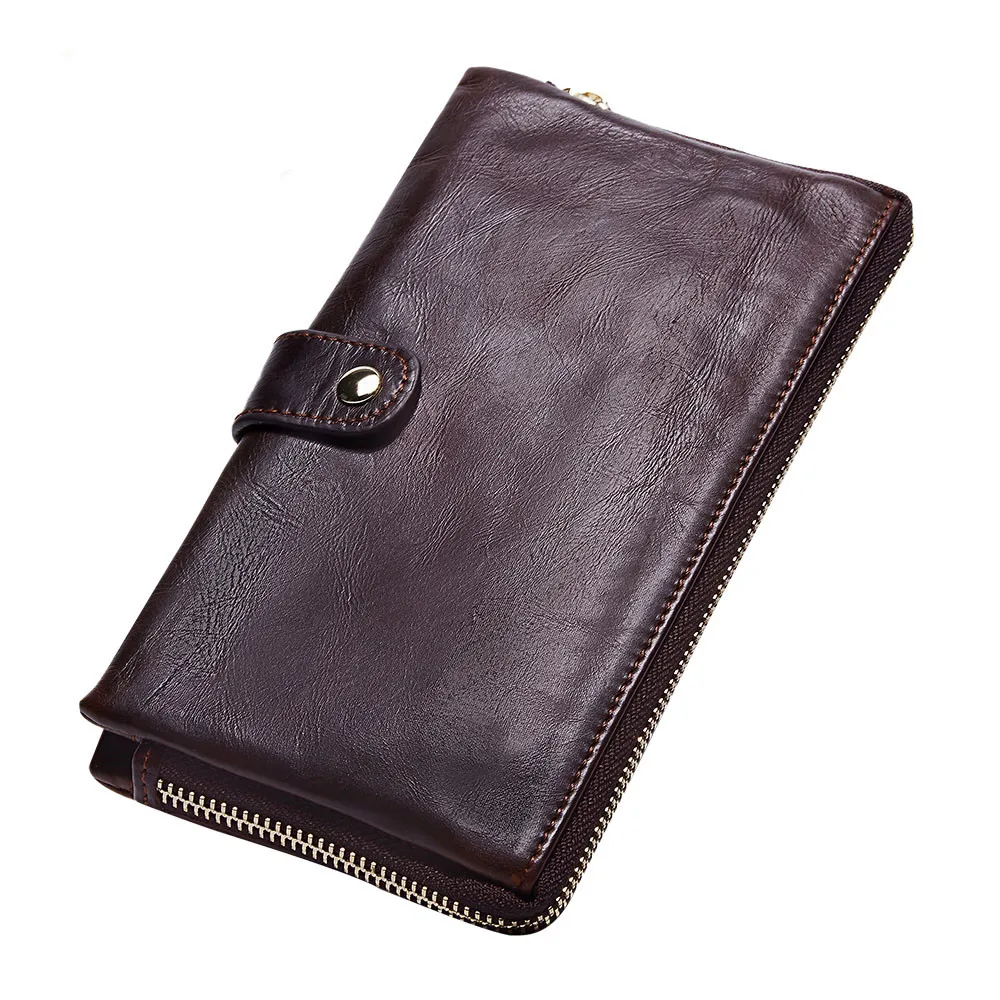 Кожаный бумажник для мужчин высококачественные кошельки на молнии Длинный