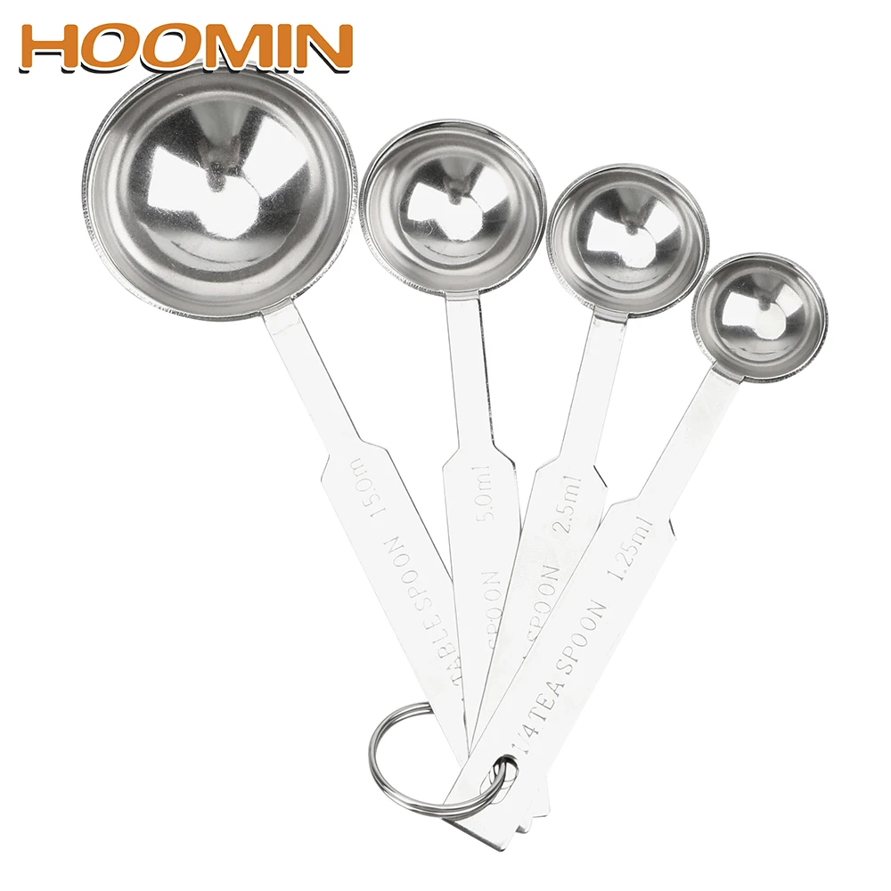 Hoomin 4 шт./компл. 1,25/2,5/5/15 мл Нержавеющая сталь мерная ложка лопатка Чай Кофе мерный стаканчик Пособия по кулинарии выпечки инструменты