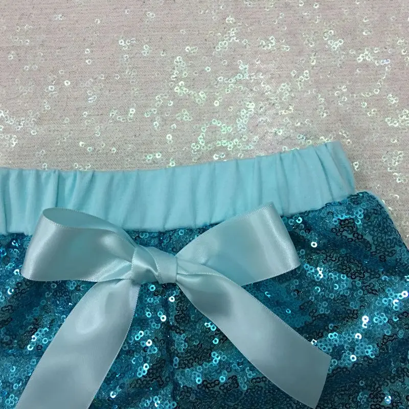 Мятные блестящие шорты aqua teal для девочек с блестками малышей Синие Блестящие на