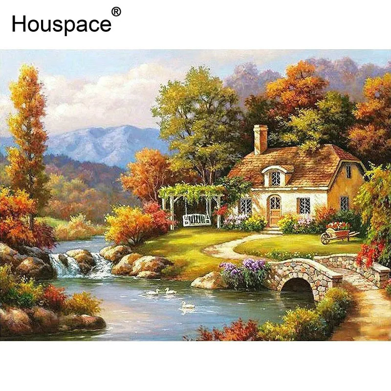 Houspace Сказочный пейзаж Diy Набор для рисования по номерам Рисование краска по номерам Акриловая Краска на холсте для комнаты художественное оформление