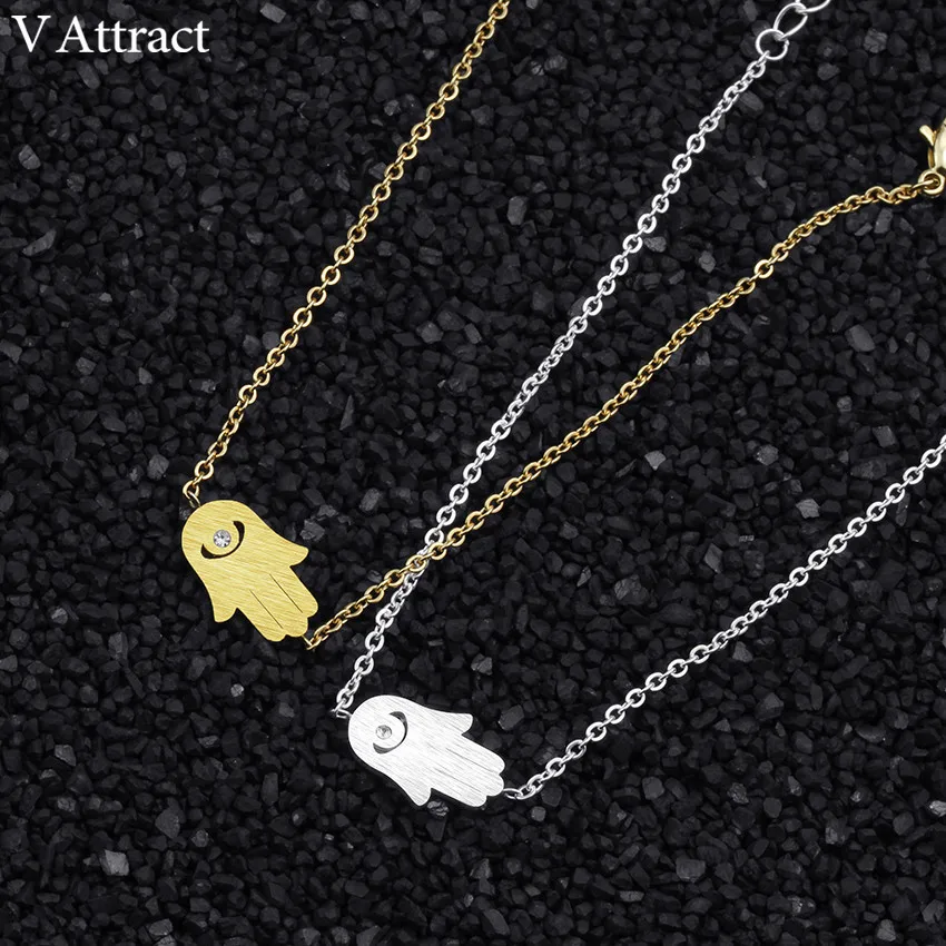 V Attract 2017 Religion Jewelry Vintage Crystal Evil Eye Bracelets Women Stainless Steel Chain CZ Hamsa Hand Pulseira Masculina | Украшения