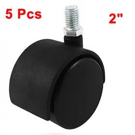 

uxcell Office Chair M10 x 15mm Threaded Stem Nylon 2" Swivel Twin Caster Wheels 5pcs