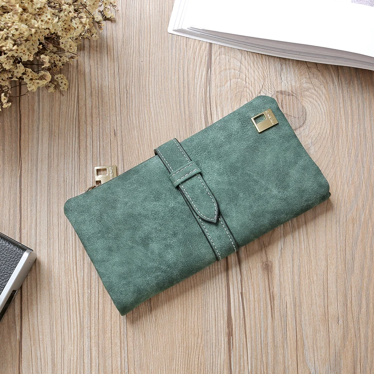 Green Женский кошелек, новинка, фирменный дизайн, для женщин, для карт, из искусственной кожи, длинные женские кошельки и кошельки, для девушек, тонкий держатель для карт, кошелек - Цвет: Green