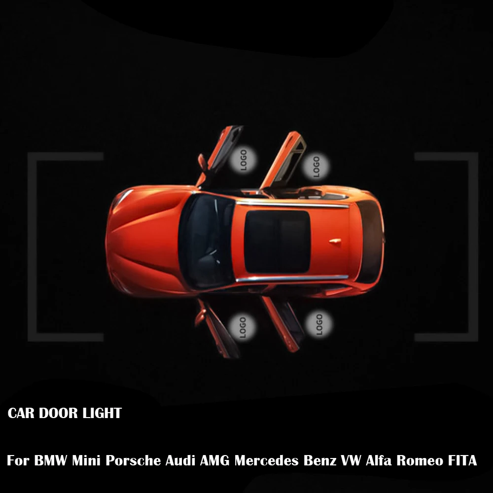1 пара подсветка дверей автомобиля AMG Mercedes W212 Alfa Romeo ФИТА BMW E39 Mini Cooper Porsche Audi A6 C6 VW