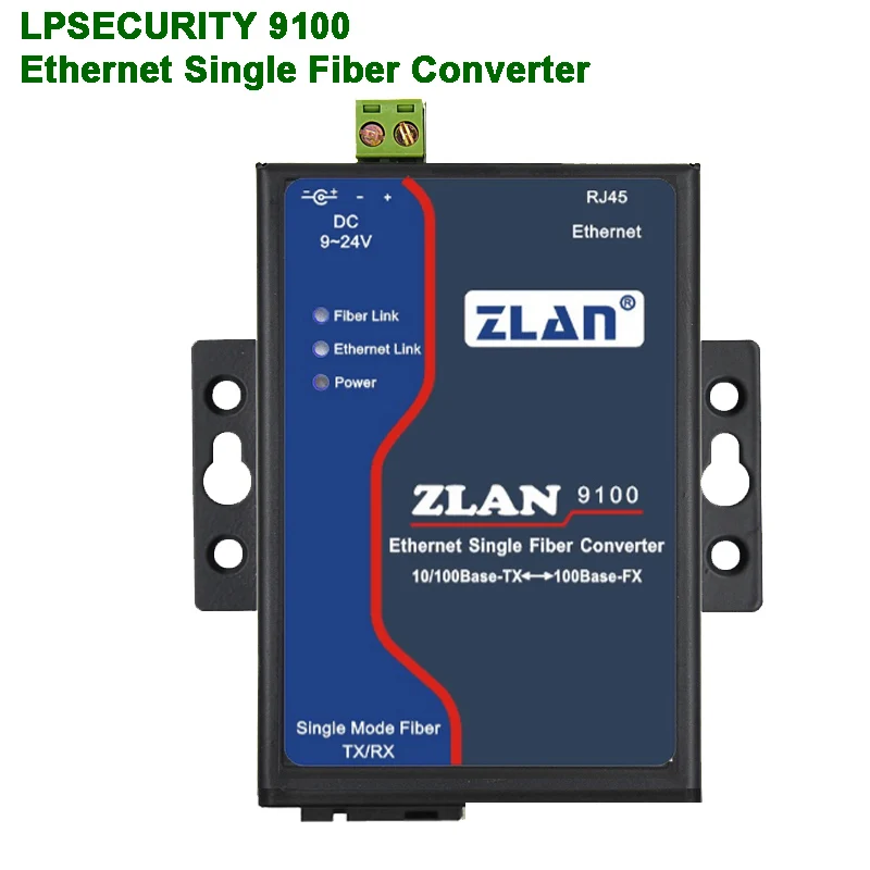 ZLAN9100 10M/100M Ethernet RJ45to одномодовые одноволоконные оптические сигналы передача на
