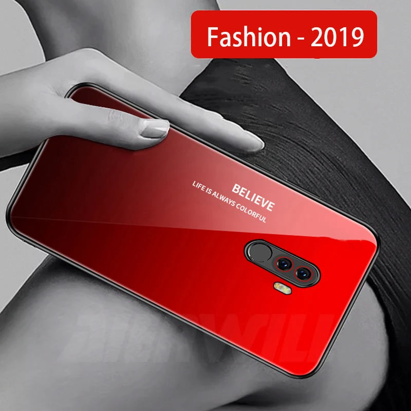 Роскошный Жесткий Чехол для Pocophone F1 чехол из закаленного стекла силиконовая