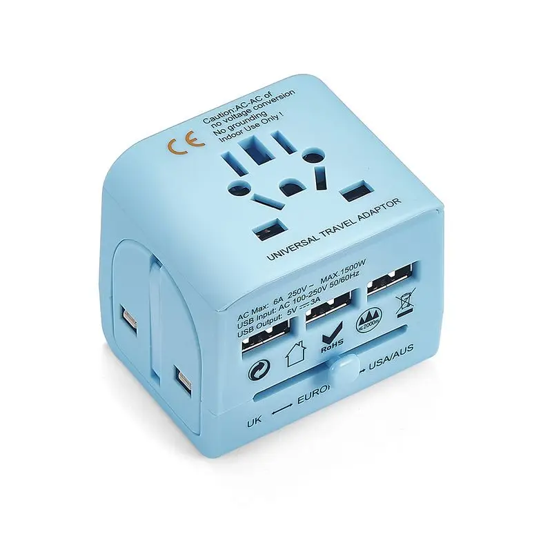 All in One Universal Plug Adapter 3 USB Port International Travel Power Charger Adaptor AC Converter With US AU UK EU Jack | Электроника
