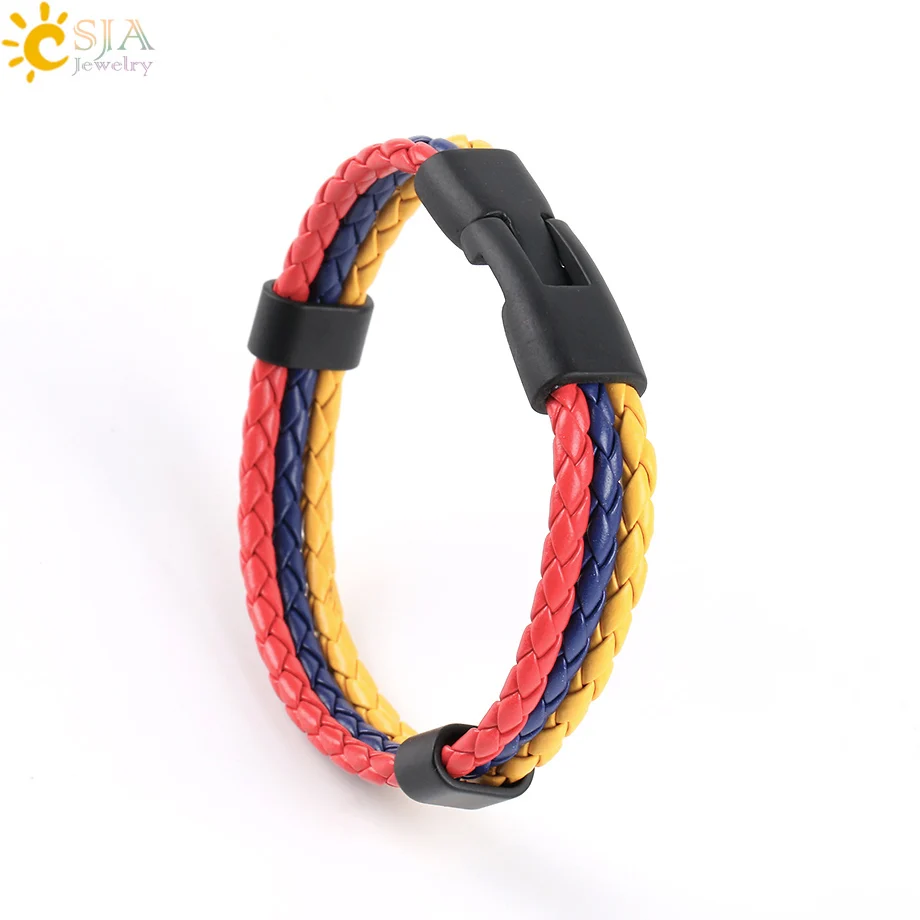 Браслеты из искусственной кожи CSJA для мужчин и женщин с флагом Колумбии