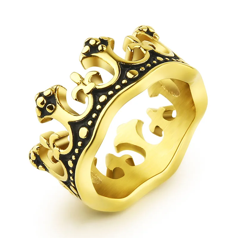 Valily Jewelryl кольцо с короной Королевская корона обручальные кольца Рыцарь Флер де Лис крест Винтажное кольцо для женщин - Цвет основного камня: Gold
