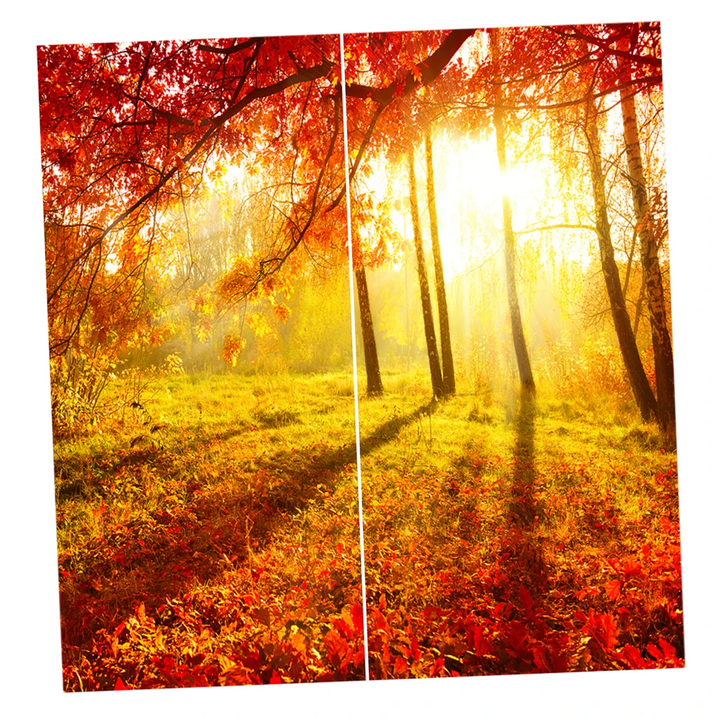 Sunset Maple leaves Практичная обработка окна декоративные Полиэстеровые пейзажи 3D печать картина затемнение занавес, 2 панели/комплект(59'W x 65'L - Color: Sunset Maple leaves