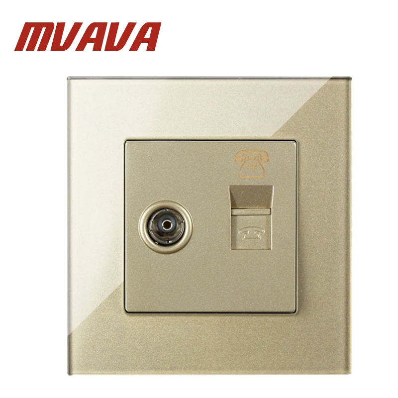 MVAVA Шампань стеклянная панель Телефон и стена под телевизор розетка тел ТВ