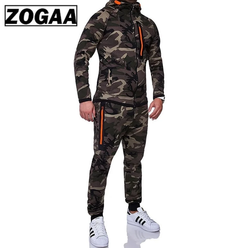 Мужские спортивные костюмы ZOGAA камуфляжный спортивный костюм с камуфляжным