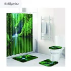 Бесплатная доставка, партиями по 4 шт. водопад Зеленый Горный Баньо коврик для ванной нескользящие Ванная комната Tapete Banheiro моющиеся Ван Alfombra Bano