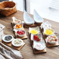 ceramic snacks plates with bamboo tray japan style creative fruits plate afternoon tea serving trays desserts plate sauce dish