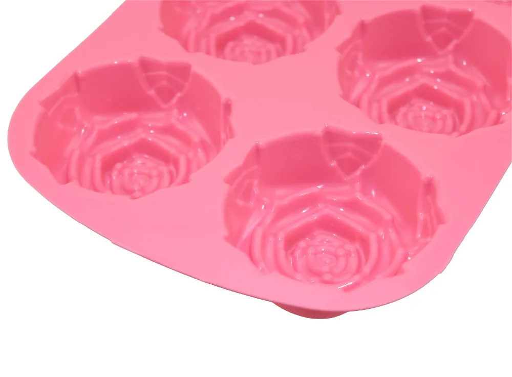 6 розовыми цветами 3D силиконовые cookie Помады Торта кекс Мыло бисквит Шоколад
