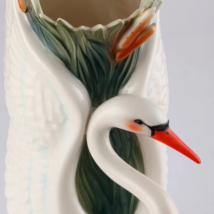 Керамическая ваза с изображением лебедя или поцелуя для украшения дома | Дом и
