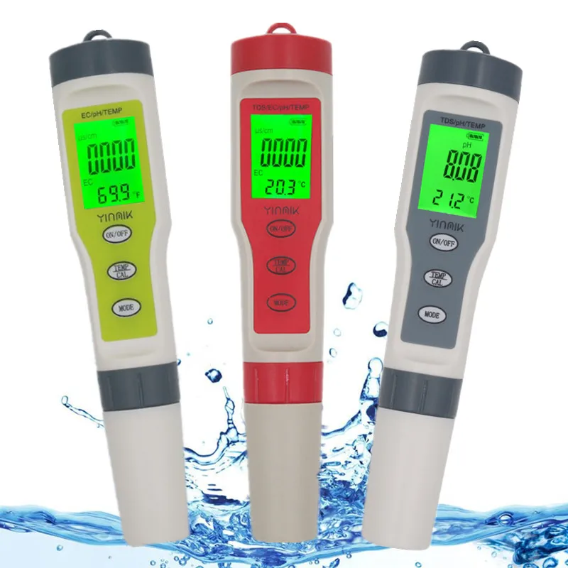 Цифровой тестер воды с подсветкой 4 в 1/3 1 тест EC/TDS/PH/TEMP качества набор Тестовых