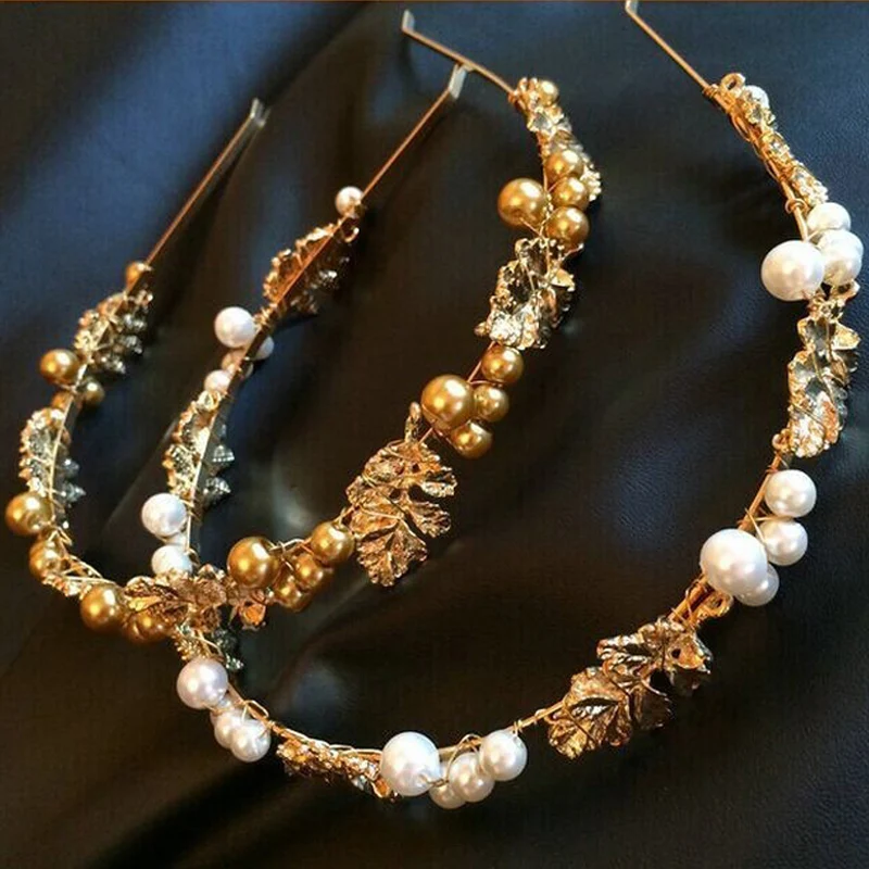 

New designer Queen Baroque luxury pearl Vintage leaf broadband hairpin ornaments lady's hair accessory