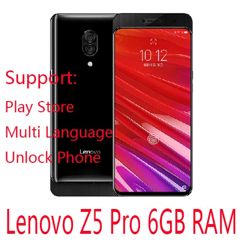 Full Black Color Lenovo Z5 Pro смартфон Android Celular разблокированный мобильный телефон 6 ГБ 64 Гб Восьмиядерный распознавание лица 6,39 отпечаток пальца 24MP 1080P - Цвет: Full Black Color