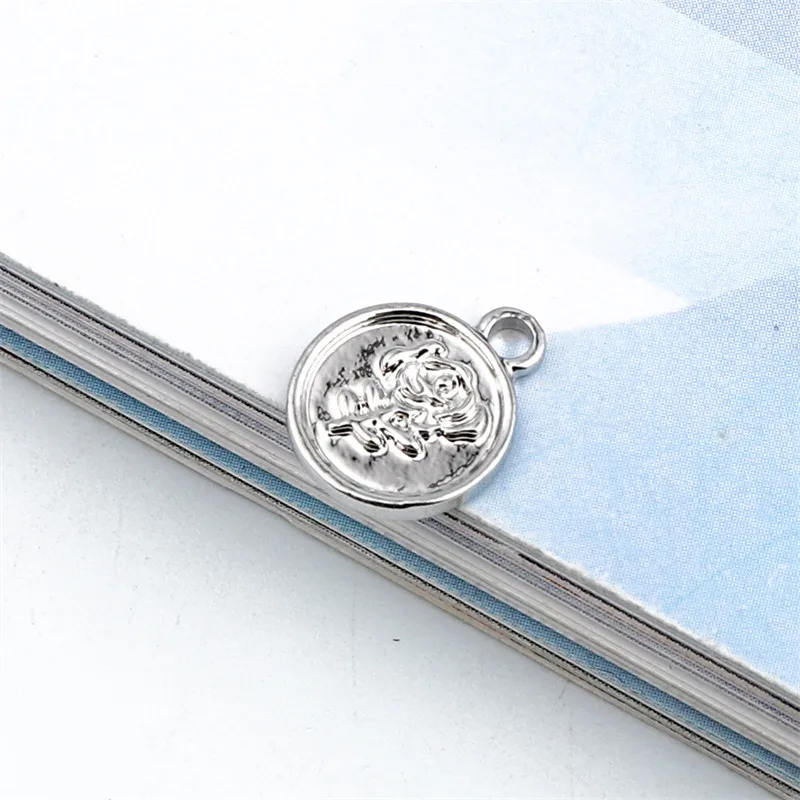 silver rose -07 5 шт., религиозная монета Марии, портрет, серебро, золото, подвески, металлические фурнитура, маленькие серьги, браслет, ожерелье, подвеска, ювелирное изделие, C134 - Окраска металла: silver rose -07